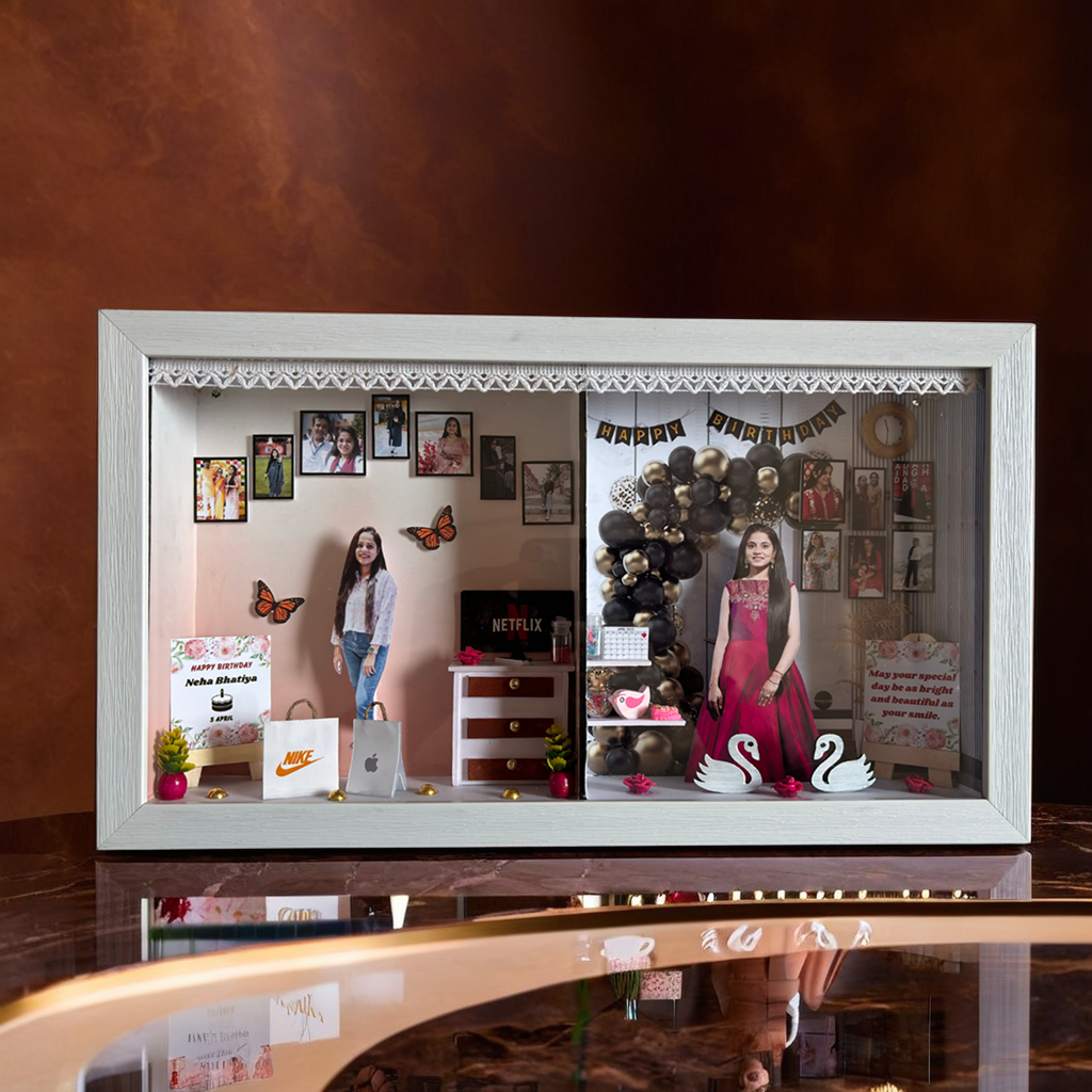Miniature Two Partition Frame – Large 15x9 Inch Personalized Family Gift for Birthday & Anniversary