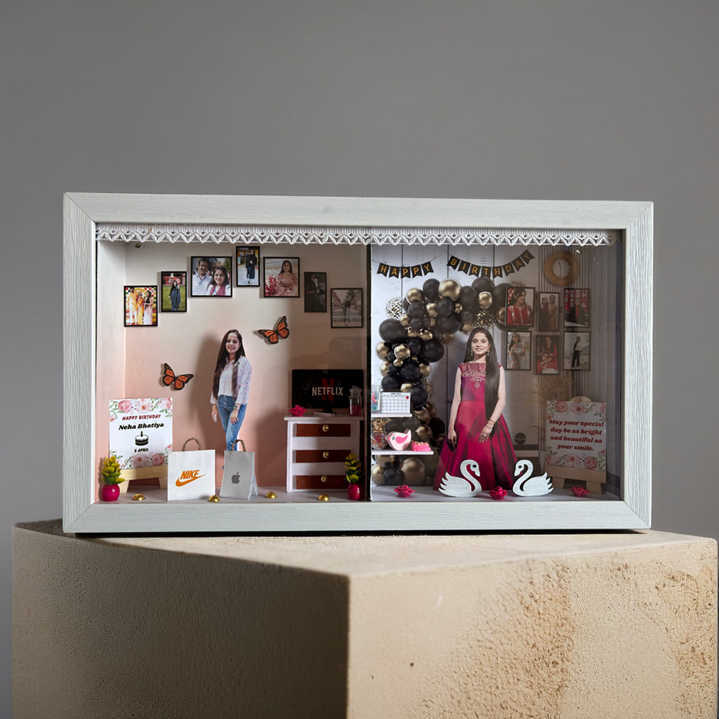 Miniature Two Partition Frame – Large 15x9 Inch Personalized Family Gift for Birthday & Anniversary