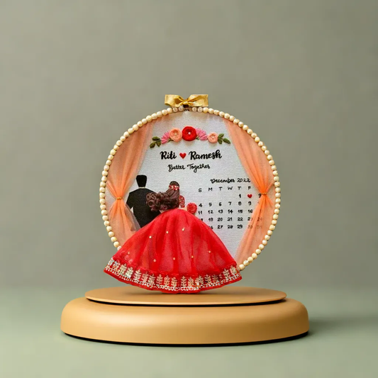 Customized Embroidery Hoop - Ideal Engagement Gifts,Marriage Anniversary for Parents - Handmade First Love,Save The Date,Wedding Keepsake for Couples, Multicolour