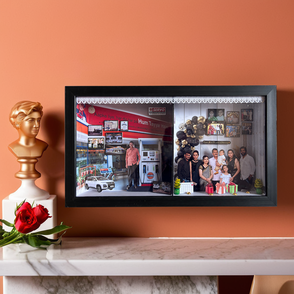 Miniature Two Partition Frame – Large 15x9 Inch Personalized Family Gift for Birthday & Anniversary