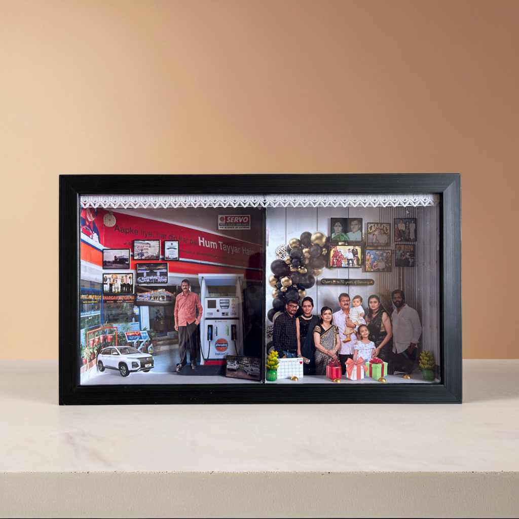 Miniature Two Partition Frame – Large 15x9 Inch Personalized Family Gift for Birthday & Anniversary
