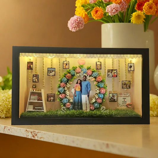 Flower Ring Miniature Frame 15 x 9 inch in multicolour for Anniversary