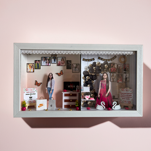 Miniature Two Partition Frame – Large 15x9 Inch Personalized Family Gift for Birthday & Anniversary